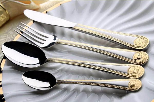 4pcs/set stainless steel medusa head gold cutlery flatware set tableware dinnerware knife spoon fork restaurant party festival set an2786
4pcs/set stainless steel medusa head gold cutlery flatware set tableware dinnerware knife spoon fork restaurant party festival set an2786