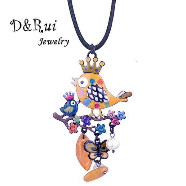 d&rui jewelry yellow enamel bird with crown pendants necklaces cute cartoon butterfly rope chain statement necklace for women, Silver
d&rui jewelry yellow enamel bird with crown pendants necklaces cute cartoon butterfly rope chain statement necklace for women, Silver