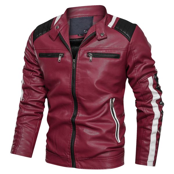 red biker motorcycle leather jacket men's winter autumn stand collar pu coat mens slim fits jacket chaqueta moto cuero hombre, Black
red biker motorcycle leather jacket men's winter autumn stand collar pu coat mens slim fits jacket chaqueta moto cuero hombre, Black
