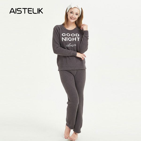 

autumn and winter warm ladies pajamas warm and comfortable new long-sleeved home service sports leisure pajamas set, Blue;gray