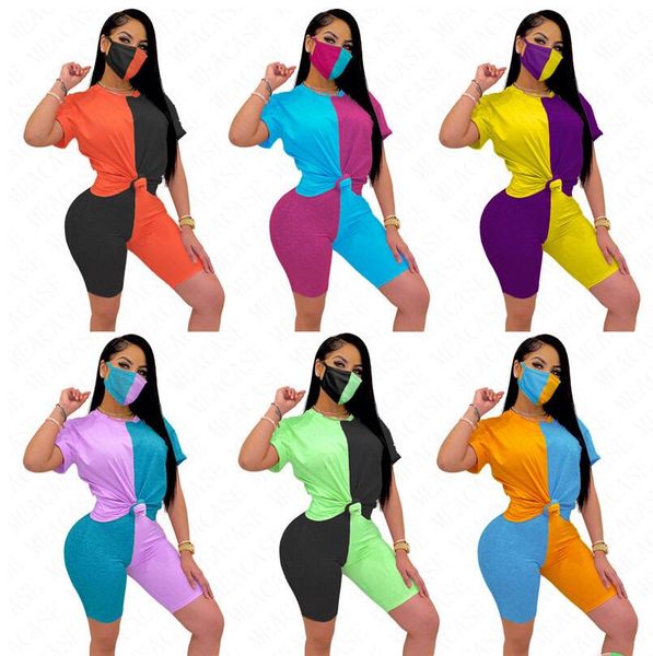 2020 summer women contrast color block tracksuit three piece suit short sleeve shorts+mask tight patchwork sportswear s-xxl d63005, White
2020 summer women contrast color block tracksuit three piece suit short sleeve shorts+mask tight patchwork sportswear s-xxl d63005, White