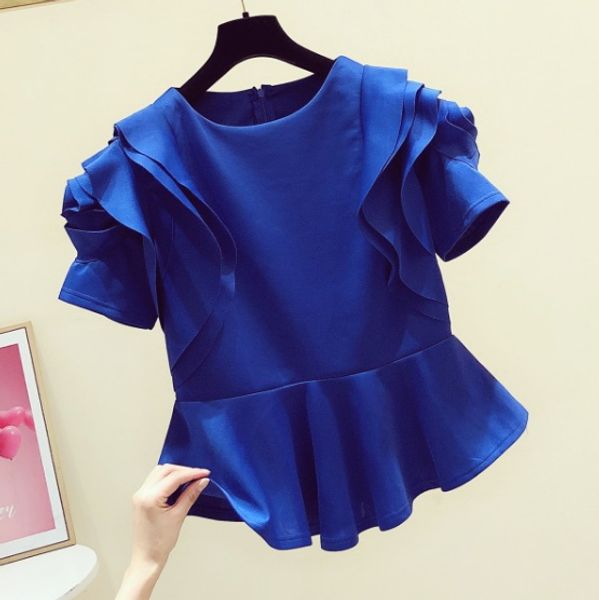 fashion shirt women spring and summer new elegant stereo flower flounced crew neck short-sleeved shirt women's slim blouse, White
fashion shirt women spring and summer new elegant stereo flower flounced crew neck short-sleeved shirt women's slim blouse, White