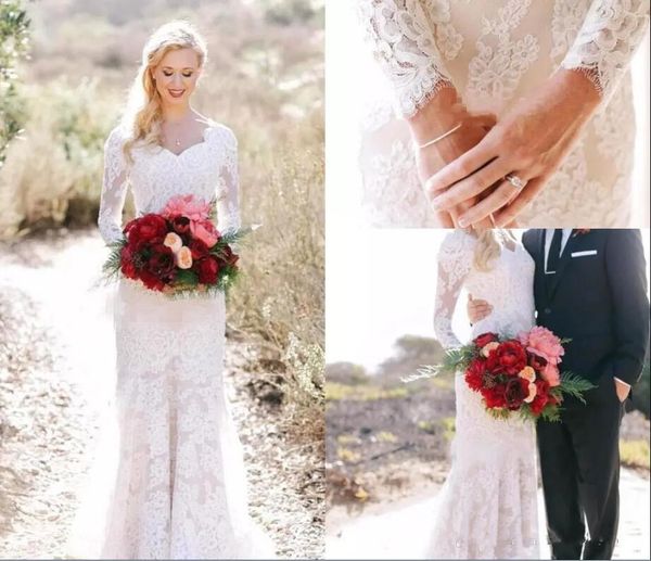 2019 vintage v neck country style lace mermaid wedding dresses long sleeves beach boho wedding gowns bohemian wedding bridal gowns custom, White
2019 vintage v neck country style lace mermaid wedding dresses long sleeves beach boho wedding gowns bohemian wedding bridal gowns custom, White