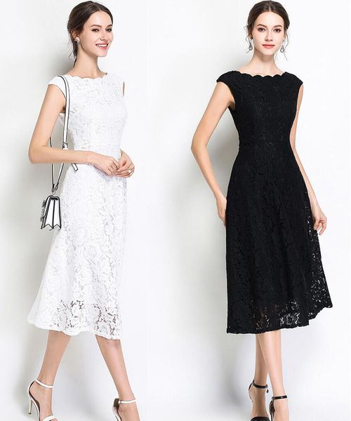 sleeveless lace a linetype prom dresses new black long section wave collar fashion a word skirt white lace formal evening dresses dh384, Black;red
sleeveless lace a linetype prom dresses new black long section wave collar fashion a word skirt white lace formal evening dresses dh384, Black;red