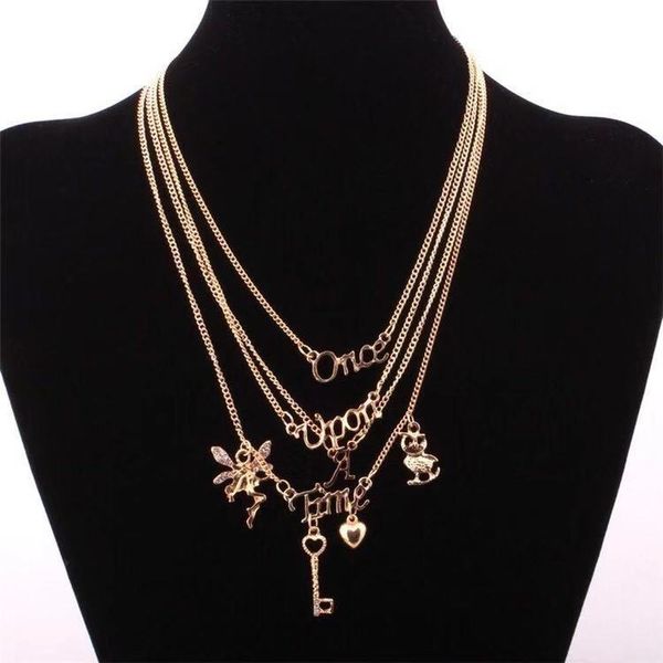 european and american big necklace, especially recommended new owl key angel english letters multi-layer short paragraph dress, Silver
european and american big necklace, especially recommended new owl key angel english letters multi-layer short paragraph dress, Silver