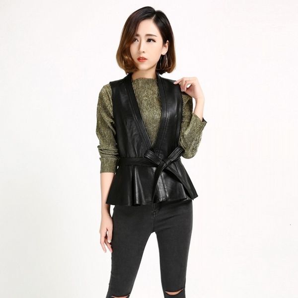 spring new sheepskin real leather vest slim waist genuine leather fashion short sashes bow ruched sleeves solid black jackets, Black;white
spring new sheepskin real leather vest slim waist genuine leather fashion short sashes bow ruched sleeves solid black jackets, Black;white