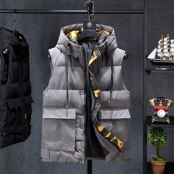 winter jackets casual mens thick vests men sleeveless hoodie coats male cotton padded warm slim big pocket waistcoat, Black;white
winter jackets casual mens thick vests men sleeveless hoodie coats male cotton padded warm slim big pocket waistcoat, Black;white