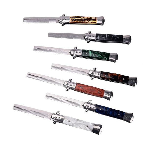 pro automatic foldable knife comb hair trimmer mens pocket comb stainless steel spring jump brush salon beauty tool, Silver
pro automatic foldable knife comb hair trimmer mens pocket comb stainless steel spring jump brush salon beauty tool, Silver