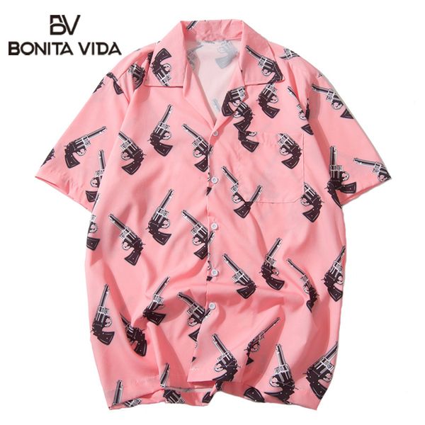 bonita vida пистолет gun печати гавайский пляж shirt мужчины летняя мода тонкий розовый хип-хоп с коротким рукавом рубашки streetwear, White;black
bonita vida пистолет gun печати гавайский пляж shirt мужчины летняя мода тонкий розовый хип-хоп с коротким рукавом рубашки streetwear, White;black