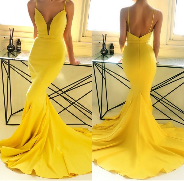 graceful warm yellow mermaid prom dresses deep v neck evening gown open back special occasion dresses, Black
graceful warm yellow mermaid prom dresses deep v neck evening gown open back special occasion dresses, Black