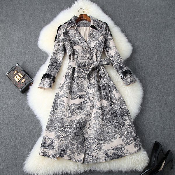 2019 fall/winter women's trench coat fashion print double-breasted women belt overcoat a825, Tan;black
2019 fall/winter women's trench coat fashion print double-breasted women belt overcoat a825, Tan;black