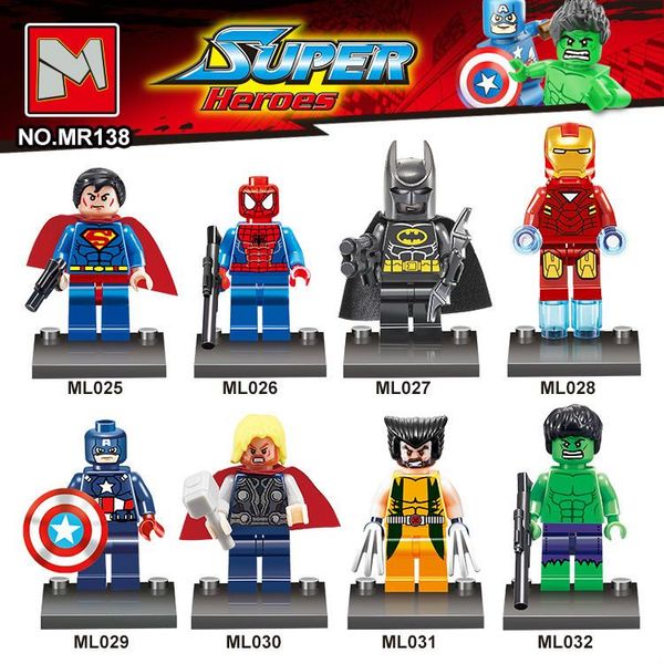 bravo 8pcs avengers super hero x-men iron man tony stark hulk thor spider man superman captain america building block toy figure
bravo 8pcs avengers super hero x-men iron man tony stark hulk thor spider man superman captain america building block toy figure