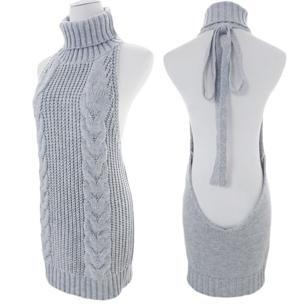 women sleeveless knitted sweater lace up backless virgin killer sweater long vest turtleneck tank girls pullover cos top, White;black
women sleeveless knitted sweater lace up backless virgin killer sweater long vest turtleneck tank girls pullover cos top, White;black