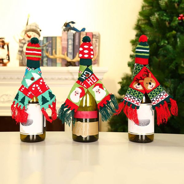 2pcs/set santa claus champagne wine bottle knitting hats and scarf xmas home party table decorations christmas decoration gifts
2pcs/set santa claus champagne wine bottle knitting hats and scarf xmas home party table decorations christmas decoration gifts