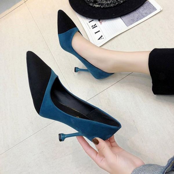 high heel shoes women shoes woman 2020 spring new fashion color matching high heels thin heel pointed flock d44, Black
high heel shoes women shoes woman 2020 spring new fashion color matching high heels thin heel pointed flock d44, Black