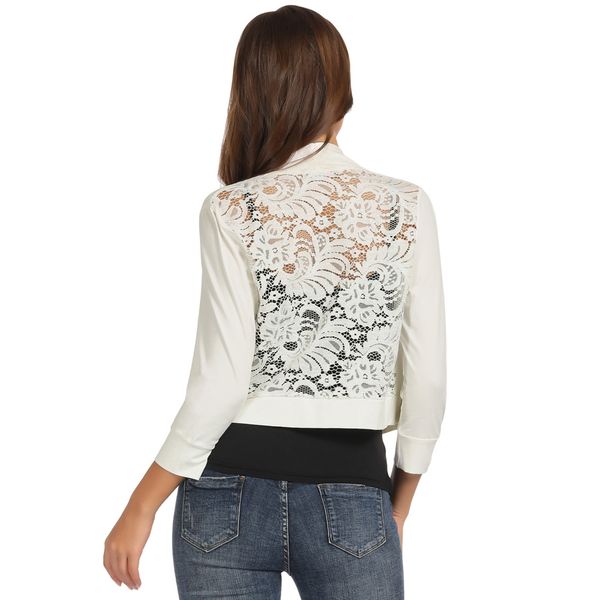 vintage shrug lace back women bolero office cardigan 3/4 sleeve open front cropped casual, Black;brown
vintage shrug lace back women bolero office cardigan 3/4 sleeve open front cropped casual, Black;brown