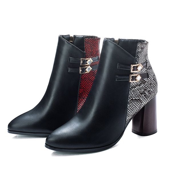 snake pattern boots chunky high heel ankle boots for women warm pointed toe zipper shoes autumn black ankle zapatos mujer
snake pattern boots chunky high heel ankle boots for women warm pointed toe zipper shoes autumn black ankle zapatos mujer