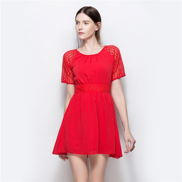 spring and summer temperament waist a word skirt lace hollow collar short sleeve chiffon dress, Black;gray
spring and summer temperament waist a word skirt lace hollow collar short sleeve chiffon dress, Black;gray