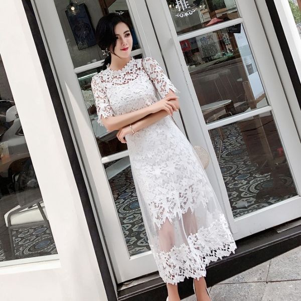 goddess style fashion 2020 new korean pin bead lace splicing mesh mid length dress fashion, Black;gray
goddess style fashion 2020 new korean pin bead lace splicing mesh mid length dress fashion, Black;gray