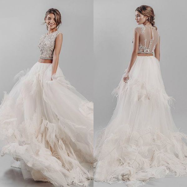 luxury 2020 two pieces beach wedding dresses feather a line beaded lace applique bridal gowns country boho wedding gown, White
luxury 2020 two pieces beach wedding dresses feather a line beaded lace applique bridal gowns country boho wedding gown, White