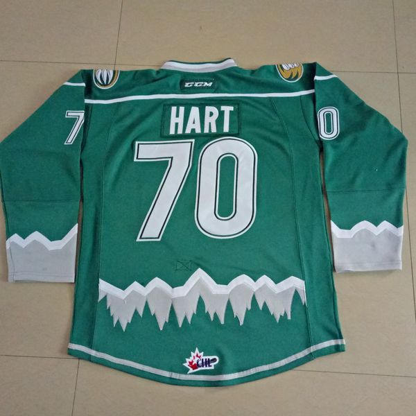 Carter hart jer ey 94 everett ilvertip men green white hockey jer ey, Black;red