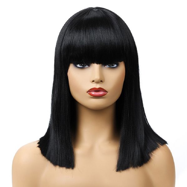 women wigs ladies fashion artificial high temperature material synthetic fiber bangs forehead hair wig headwear length 40cm 16in, Black
women wigs ladies fashion artificial high temperature material synthetic fiber bangs forehead hair wig headwear length 40cm 16in, Black