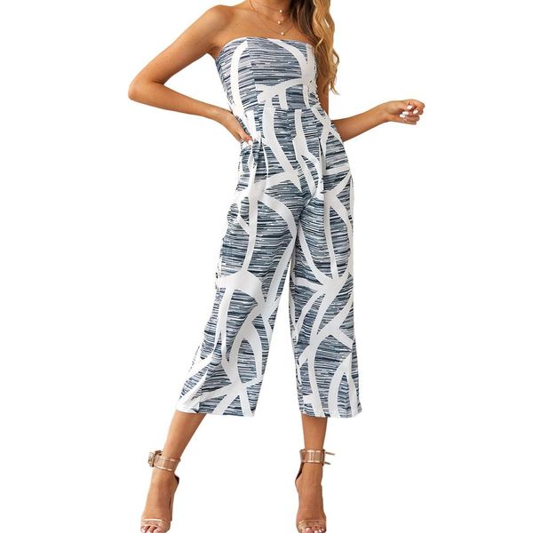 summer women fashion casual line print strapless jumpsuits bra-wrapped wide leg pants rompers, Black;white
summer women fashion casual line print strapless jumpsuits bra-wrapped wide leg pants rompers, Black;white