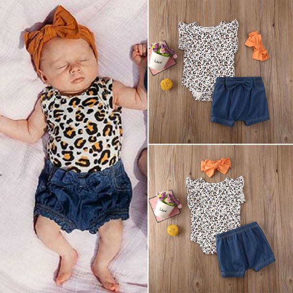 newborn kids baby girls clothes leopard romper bodysuit + denim shorts summer outfit set, White
newborn kids baby girls clothes leopard romper bodysuit + denim shorts summer outfit set, White