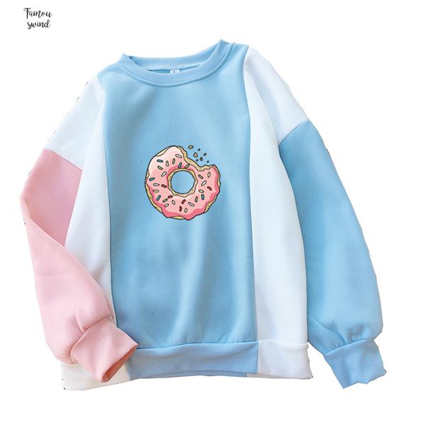 women sweatshirt harajuku kawaii donuts printing cute hoodies patchwork clothing pastel contrast color o neck winter leopard autumn top, Black
women sweatshirt harajuku kawaii donuts printing cute hoodies patchwork clothing pastel contrast color o neck winter leopard autumn top, Black