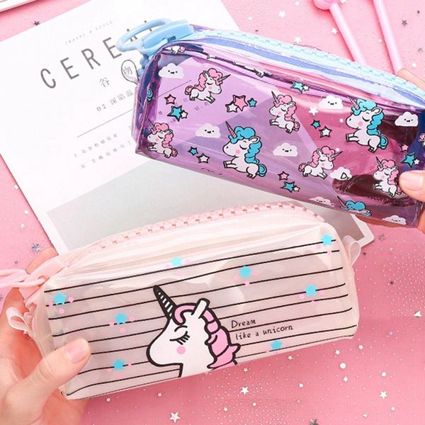 transparent unicorn pencil case zipper bag for student large capacity pu waterproof pen box school supply stationery
transparent unicorn pencil case zipper bag for student large capacity pu waterproof pen box school supply stationery