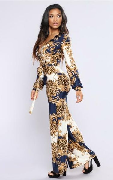 women desinger jumpsuits fashion floeal print lapel neck long sleeve pants summer autumn style female clothing, Black;white
women desinger jumpsuits fashion floeal print lapel neck long sleeve pants summer autumn style female clothing, Black;white