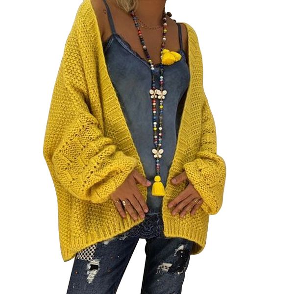 2019 warm winter knitted cardigan casual sweater coat women loose solid color open front long sleeve fashion oversized outerwear, White
2019 warm winter knitted cardigan casual sweater coat women loose solid color open front long sleeve fashion oversized outerwear, White