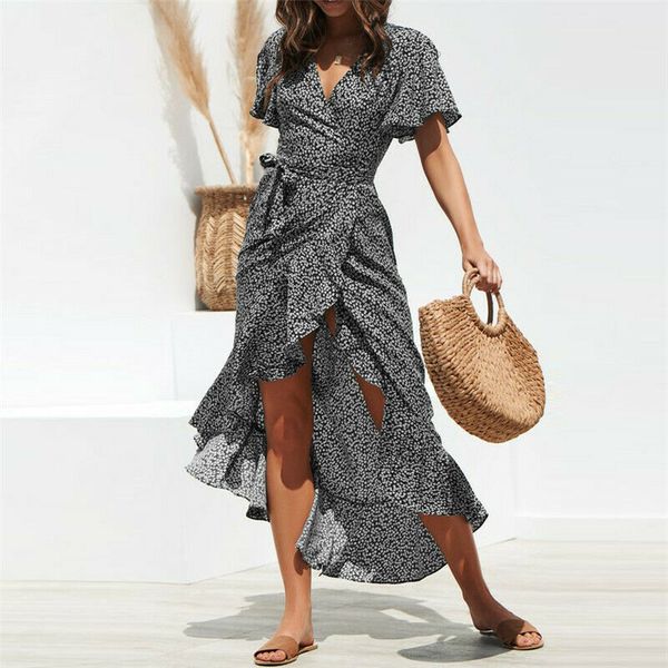 women wrap summer boho polka dot print maxi dress 2019 new fashion ladies holiday beach сарафан женская повседневная одежда, Black;gray
women wrap summer boho polka dot print maxi dress 2019 new fashion ladies holiday beach сарафан женская повседневная одежда, Black;gray