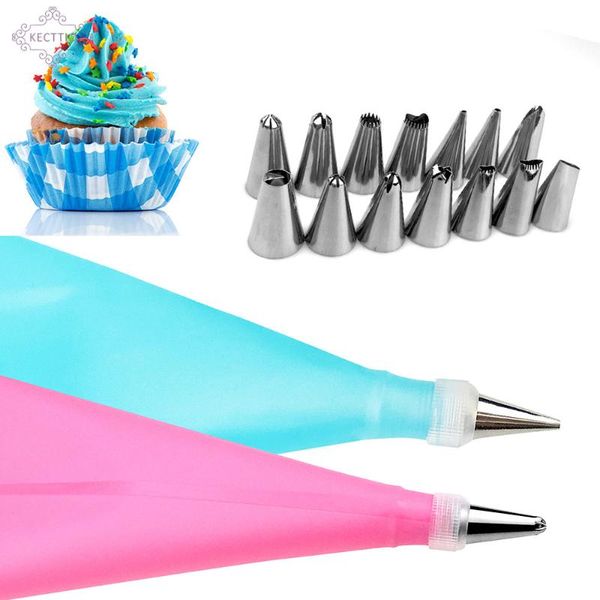 kecttio 16pcs/set silicone diy icing piping cream pastry bags + 14pcs nozzle set cake decorating tools mould + coupler converter
kecttio 16pcs/set silicone diy icing piping cream pastry bags + 14pcs nozzle set cake decorating tools mould + coupler converter