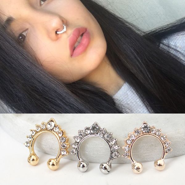 crystal hoop fake nose ring women jewelry rose gold silver nose piercing fake piercing septum hanger jewelry stud, Slivery;golden
crystal hoop fake nose ring women jewelry rose gold silver nose piercing fake piercing septum hanger jewelry stud, Slivery;golden