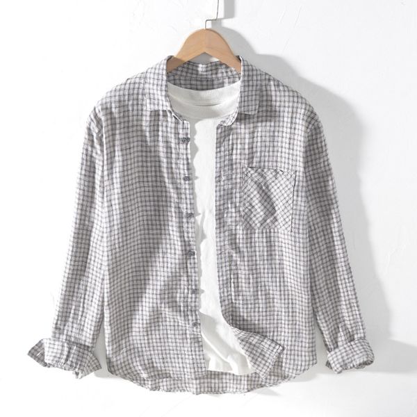 plaid 100% linen men long-sleeved casual button-down pure flax business dress shirts male camisas ts-578, White;black
plaid 100% linen men long-sleeved casual button-down pure flax business dress shirts male camisas ts-578, White;black