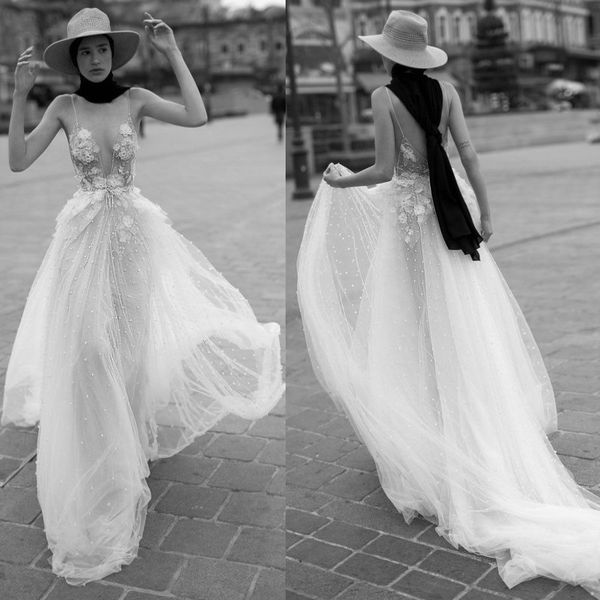 boho spaghetti strap wedding dresses v neck appliqued beads bridal gowns french lace vestido de noiva beach tulle wedding dress, White
boho spaghetti strap wedding dresses v neck appliqued beads bridal gowns french lace vestido de noiva beach tulle wedding dress, White