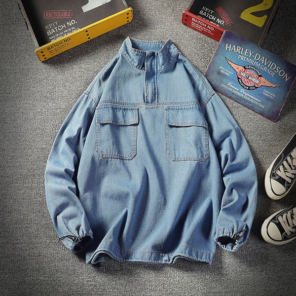 spring new denim jacket men fashion wash retro solid color casual stand collar denim jacket man streetwear hip hop bomber, Tan;black
spring new denim jacket men fashion wash retro solid color casual stand collar denim jacket man streetwear hip hop bomber, Tan;black