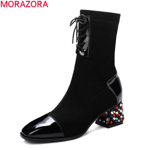 morazora 2020 thick high heels square toe women boots fashion square toe lace up ankle boots big size 33-43, Black
morazora 2020 thick high heels square toe women boots fashion square toe lace up ankle boots big size 33-43, Black