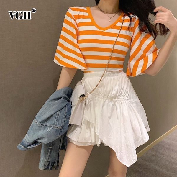 vgh spring casual women's two piece set o neck short sleeve striped t shirt mini hem asymmetrical skirt suit female fashion 2019, White
vgh spring casual women's two piece set o neck short sleeve striped t shirt mini hem asymmetrical skirt suit female fashion 2019, White