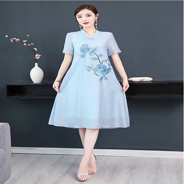 new silk floral bohemian robe femme 2019 summer vintage women's dresses plus size loose embroidery dress women, Black;gray
new silk floral bohemian robe femme 2019 summer vintage women's dresses plus size loose embroidery dress women, Black;gray