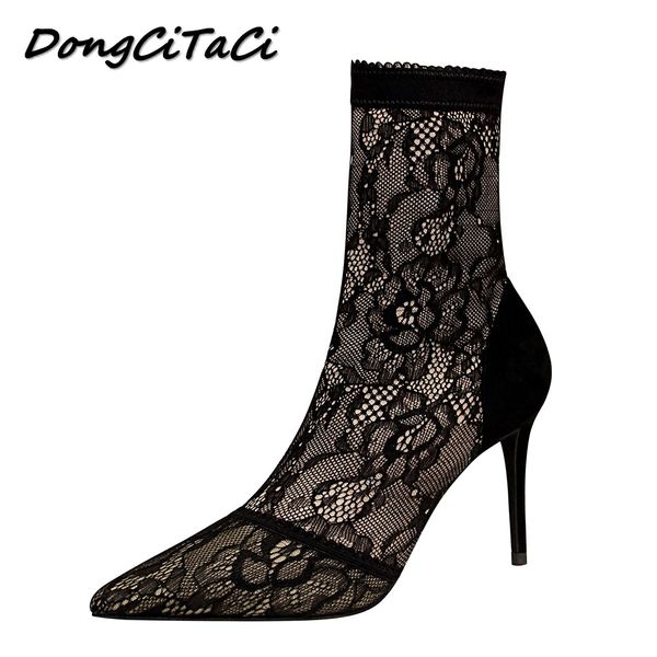 dongcitaci autumn ankle booties women high heels boots shoes thin heels lace mesh pointed toe party wedding nightclub boots, Black
dongcitaci autumn ankle booties women high heels boots shoes thin heels lace mesh pointed toe party wedding nightclub boots, Black