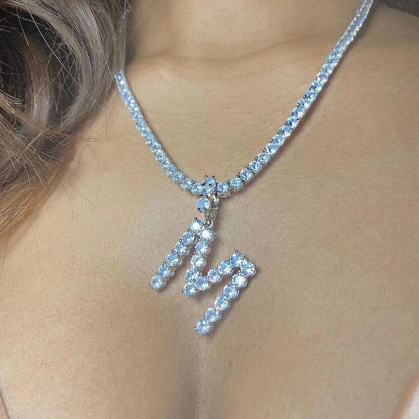 hip hop men women jewelry iced out cubic zirconia 5mm cz tennis chain bubble letter alphabet charm pendant necklace, Silver
hip hop men women jewelry iced out cubic zirconia 5mm cz tennis chain bubble letter alphabet charm pendant necklace, Silver