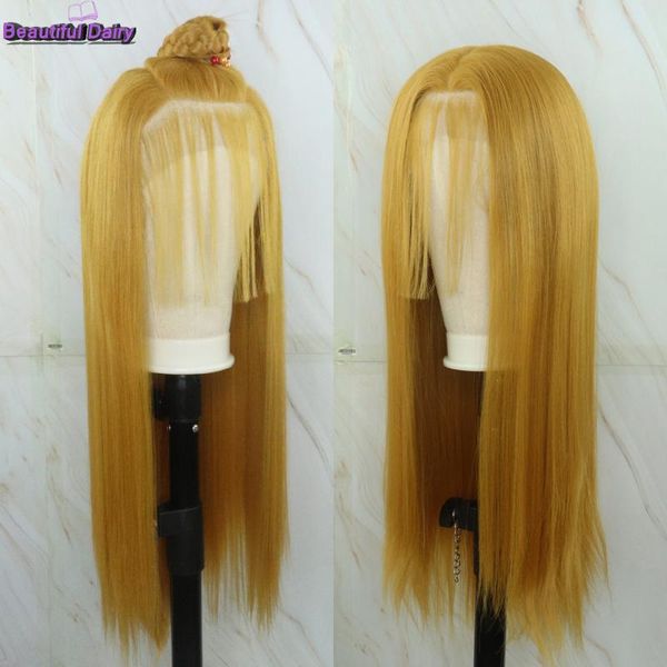 beautiful diary long silky straight yellow lace front wig with baby hair high density heat resistant synthetic wigs for women, Black 
beautiful diary long silky straight yellow lace front wig with baby hair high density heat resistant synthetic wigs for women, Black