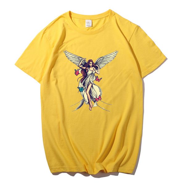 pure cotton female t-shirt summer butterfly/angel print streetwear hip-hop funny short-sleeved, White
pure cotton female t-shirt summer butterfly/angel print streetwear hip-hop funny short-sleeved, White