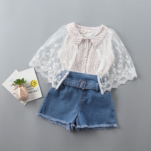 2- years High quality girl clothing sets 2019 new summer casual Dot lace kid children girl clothing shirt+demin pant 2pcs, Gray
2- years High quality girl clothing sets 2019 new summer casual Dot lace kid children girl clothing shirt+demin pant 2pcs, Gray