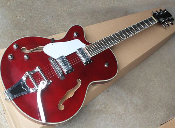 left-handed semi-hollow red electric guitar with white pickguard,tremolo system,chrome hardware,can be customized as request
left-handed semi-hollow red electric guitar with white pickguard,tremolo system,chrome hardware,can be customized as request