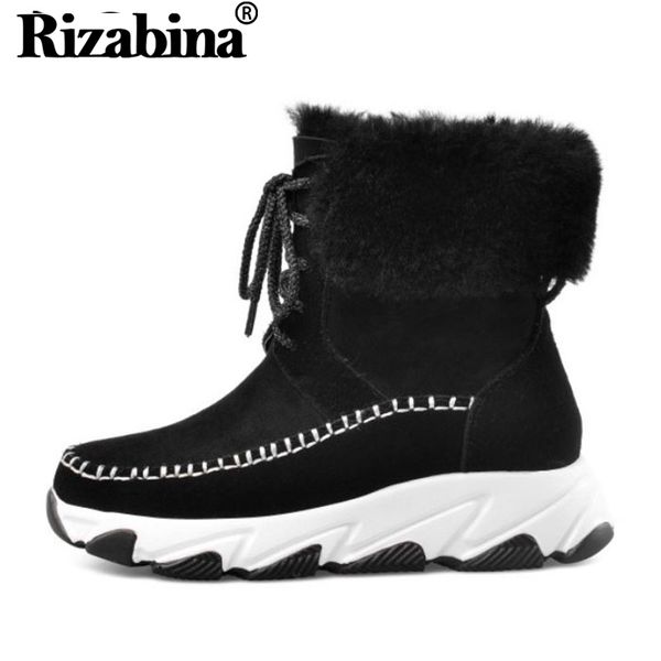rizabina 2020 snow boots for women genuine leather ankle boots lace up warm plush fur outdoor winter women shoes size 34-39, Black
rizabina 2020 snow boots for women genuine leather ankle boots lace up warm plush fur outdoor winter women shoes size 34-39, Black