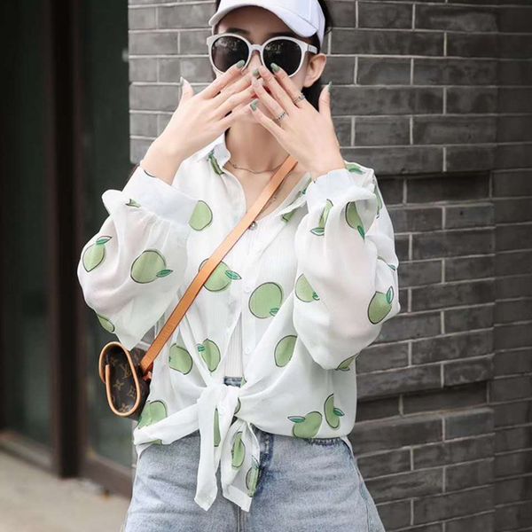 ladies women blouses shirt casual long sleeve fruit print chiffon shirt women turn-down collar outerwear blouse y2, White
ladies women blouses shirt casual long sleeve fruit print chiffon shirt women turn-down collar outerwear blouse y2, White