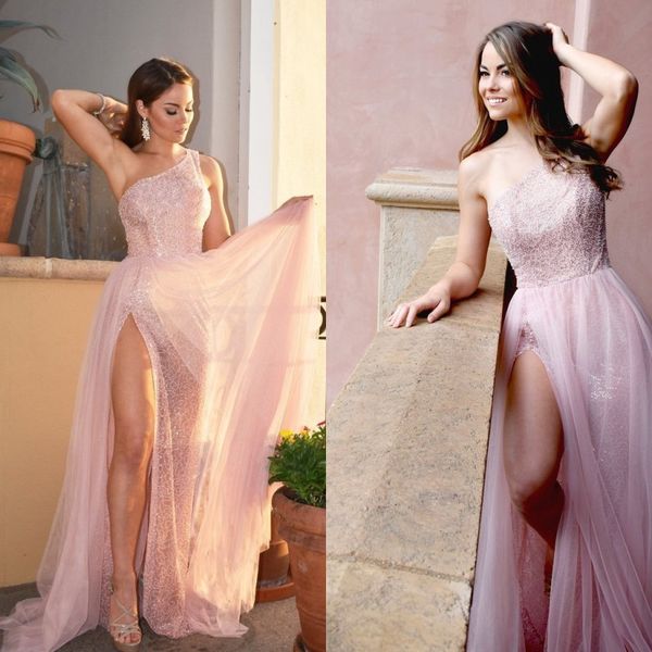 sparkling sequin prom dress 2019 one shoulder pink high split tulle sweep train sleeveless evening gown a-line zipper vestido de, Black
sparkling sequin prom dress 2019 one shoulder pink high split tulle sweep train sleeveless evening gown a-line zipper vestido de, Black